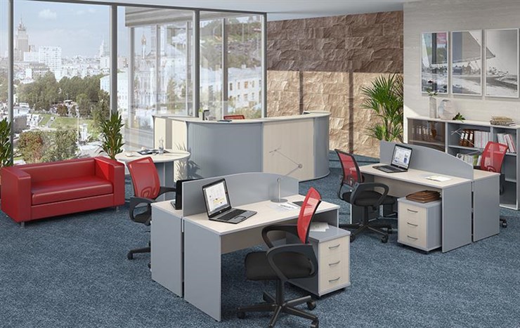 Офисный комплект мебели IMAGO четыре рабочих места, стол для переговоров в Курске - изображение 1